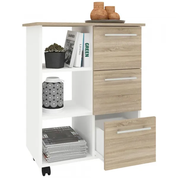 VCM Kuchyňský vozík s kolečky Esilo, 68 cm, sonoma dub