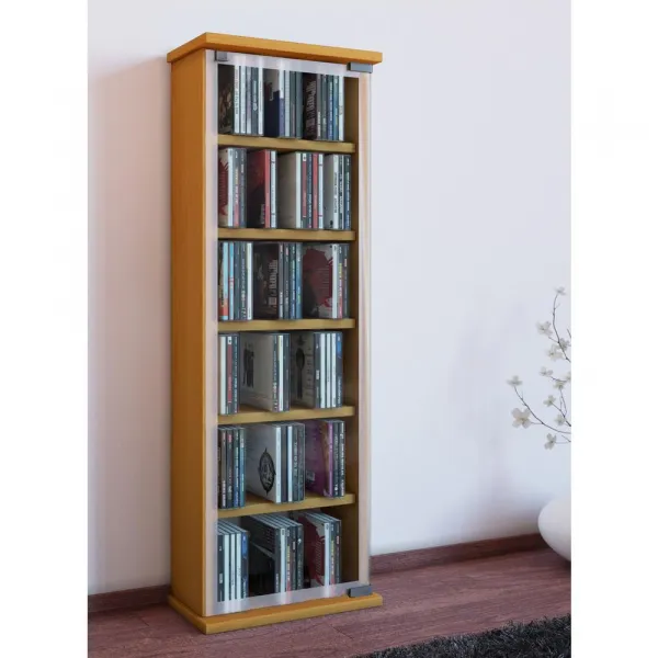 VCM Policový regál na CD/DVD Classic, buk