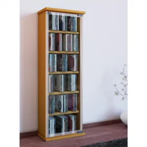 VCM Policový regál na CD/DVD Classic, buk