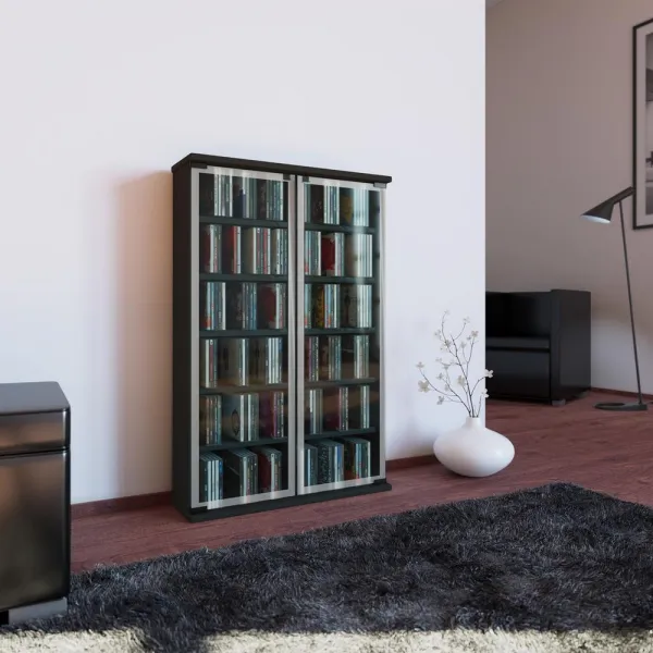 Regál na CD Galerie š: 60 cm čierny