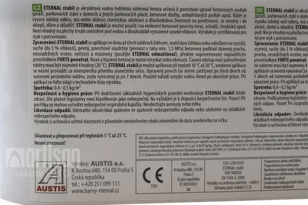 AUSTIS ETERNAL STABIL - Farba na betónové podlahy (01 - biela, 2,5 kg)
