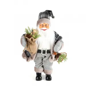 ArtFir Vianočná dekorácia SANTA CLAUS 82C | sivá/biela 27 x 12 x 40 cm