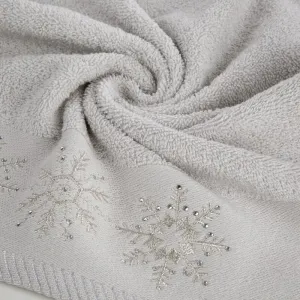 ArtFir Vianočná osuška JOY 03 | strieborná 70 x 140 cm