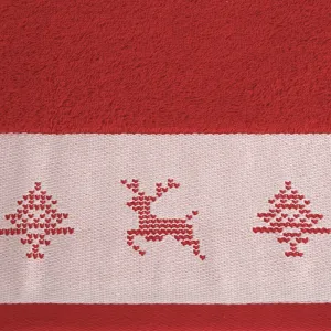 ArtFir Vianočná osuška NOEL 02 | červená 70 x 140 cm