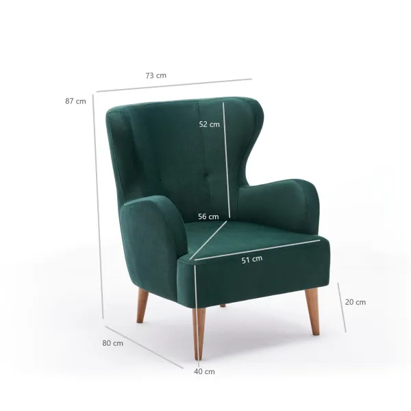 Kreslo ušiak Karina - Petrol Green