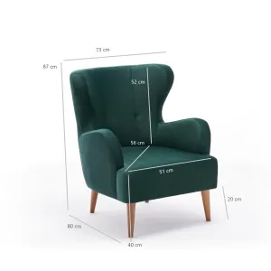 Kreslo ušiak Karina - Petrol Green