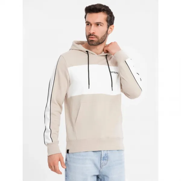 Pánsky sveter OMBRE Sweatshirt OM-SSNZ-0225 V-2 beige