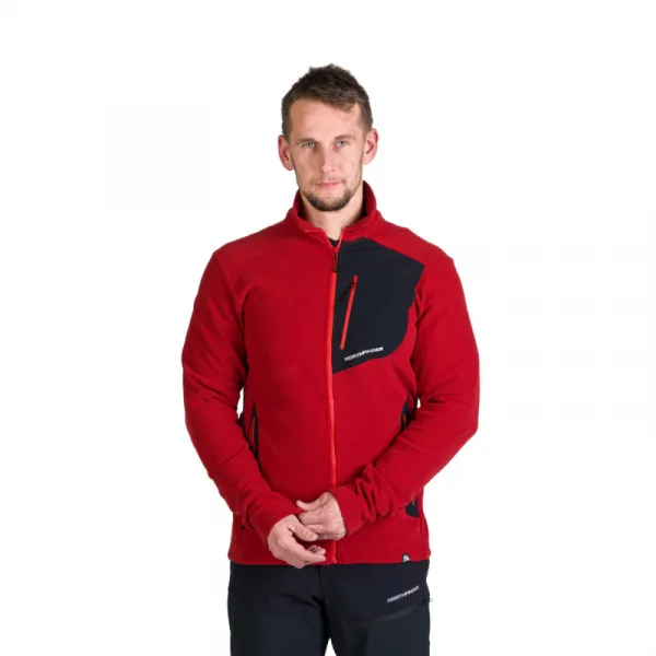 Pánska zateplená turistická mikina so zipsom NORTHFINDER LUDOVICO-307darkred