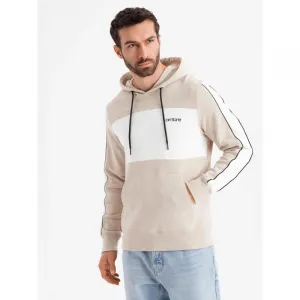 Pánsky sveter OMBRE Sweatshirt OM-SSNZ-0225 V-2 beige