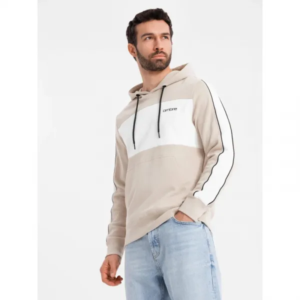 Pánsky sveter OMBRE Sweatshirt OM-SSNZ-0225 V-2 beige