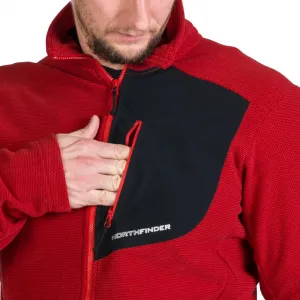 Pánska zateplená turistická mikina so zipsom NORTHFINDER LUDOVICO-307darkred