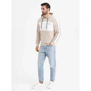 Pánsky sveter OMBRE Sweatshirt OM-SSNZ-0225 V-2 beige