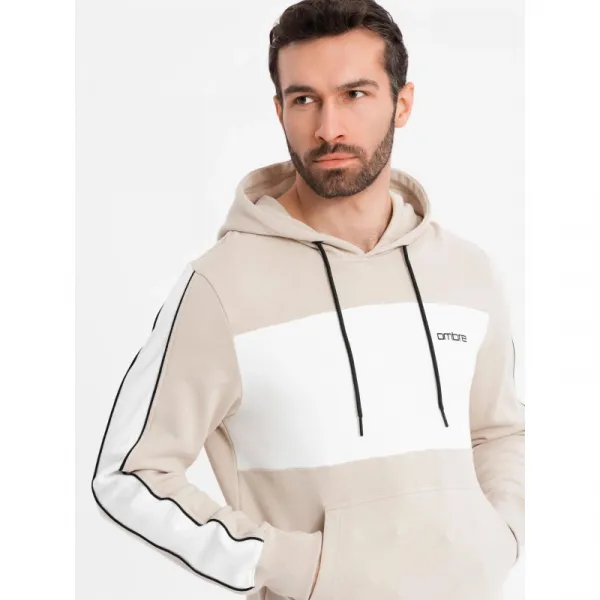 Pánsky sveter OMBRE Sweatshirt OM-SSNZ-0225 V-2 beige
