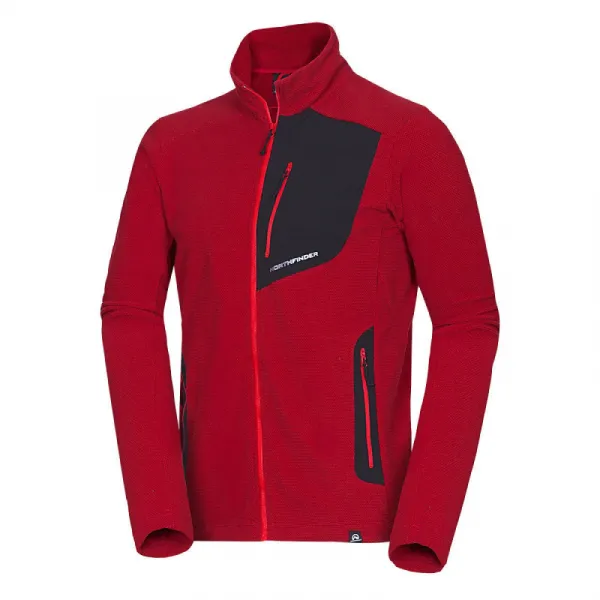 Pánska zateplená turistická mikina so zipsom NORTHFINDER LUDOVICO-307darkred