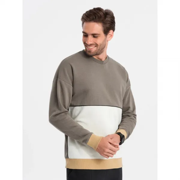 Pánsky sveter OMBRE Sweatshirt B1673 V-7 dark brown