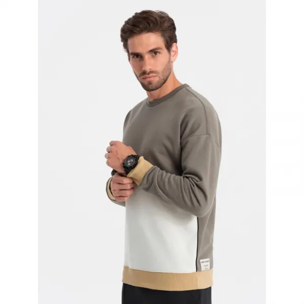 Pánsky sveter OMBRE Sweatshirt B1673 V-7 dark brown