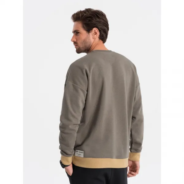 Pánsky sveter OMBRE Sweatshirt B1673 V-7 dark brown