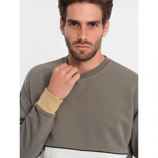 Pánsky sveter OMBRE Sweatshirt B1673 V-7 dark brown