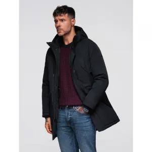 Pánska bunda s kapucňou OMBRE Jacket OM-JAPJ-0313 V-6 black