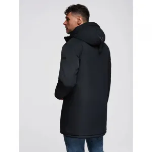Pánska bunda s kapucňou OMBRE Jacket OM-JAPJ-0313 V-6 black