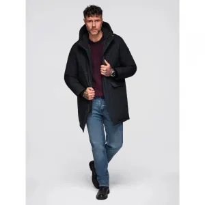 Pánska bunda s kapucňou OMBRE Jacket OM-JAPJ-0313 V-6 black