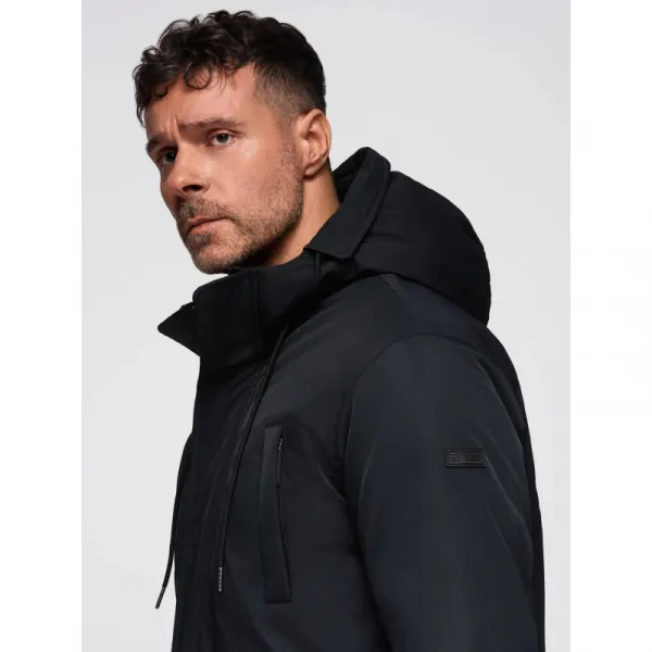 Pánska bunda s kapucňou OMBRE Jacket OM-JAPJ-0313 V-6 black