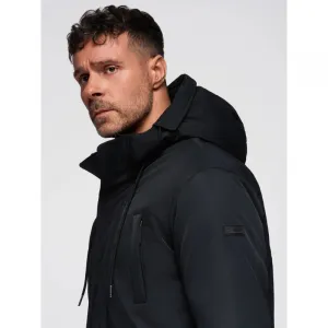 Pánska bunda s kapucňou OMBRE Jacket OM-JAPJ-0313 V-6 black