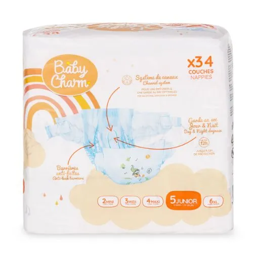 Detské plienky Super Dry Flex Junior 11-16kg BabyCharm 34ks