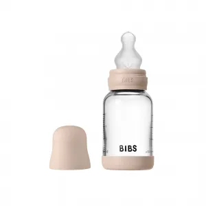 Dojčenská fľaša BIBS – sklenená, silikónový cumlík, Blush, 120 ml