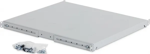 TRITON Regál s perforáciou 19", 1U/450 mm, nosnosť 80 kg, sivý