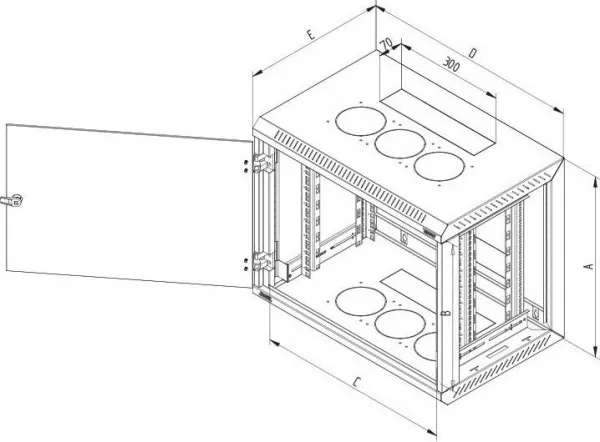 19" jednodielny rack TRITON 9U/600 mm, odnímateľné bočné kryty