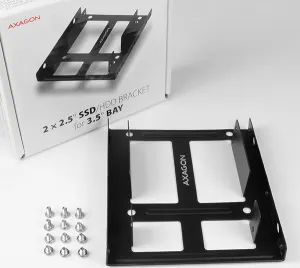 AXAGON RHD-225, kovový rám pre 2x 2.5" HDD/SSD do 3.5" poloha, montáž ventilátora