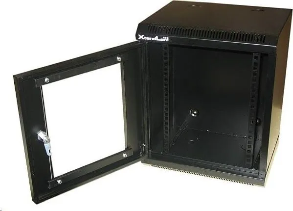XtendLan 10" nástěnný rozvaděč 9U 350x280, nosnost 50 kg, dveře z plexiskla, svařovaný, černý