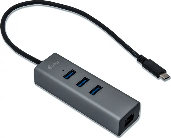 i-tec iTec USB-C Metal 3-portový HUB s adaptérom Gigabit Ethernet