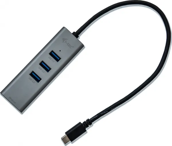 i-tec iTec USB-C Metal 3-portový HUB s adaptérom Gigabit Ethernet