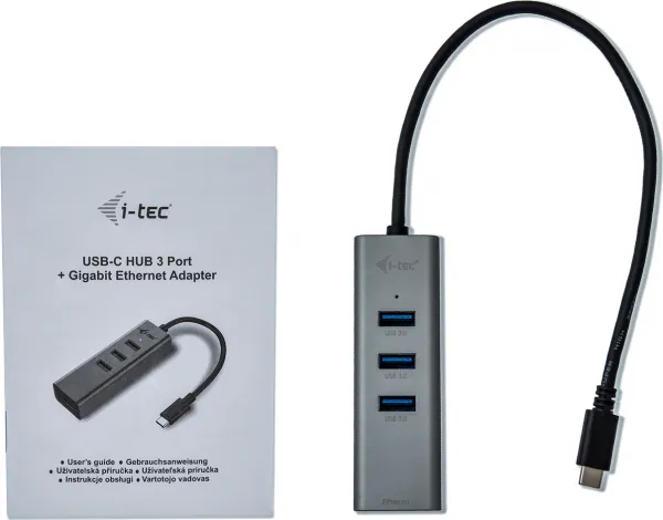 i-tec iTec USB-C Metal 3-portový HUB s adaptérom Gigabit Ethernet