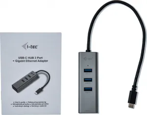 i-tec iTec USB-C Metal 3-portový HUB s adaptérom Gigabit Ethernet