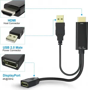 Adaptér PREMIUMCORD HDMI na DisplayPort s napájacím zdrojom