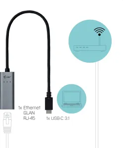 i-tec kovový gigabitový ethernetový adaptér iTec USB-C
