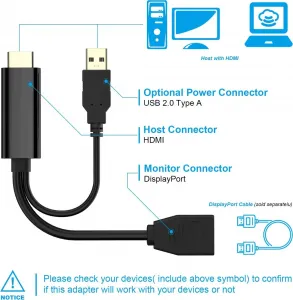 Adaptér PREMIUMCORD HDMI na DisplayPort s napájacím zdrojom