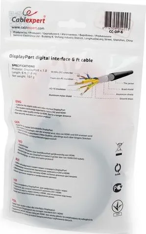 GEMBIRD CABLEXPERT Kábel digitálneho rozhrania DisplayPort 1,8 m