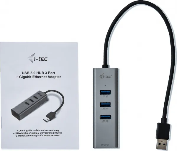 i-tec iTec USB 3.0 Kovový HUB 3 porty + adaptér Gigabit Ethernet