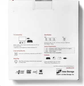 Hitachi-LG HITACHI LG - externá mechanika DVD-W/CD-RW/DVD±R/±RW/RAM GP57ES40, Slim, Silver, box+SW