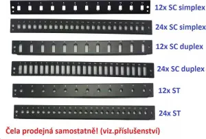 OEM Optický zásobník 1U, variabilný (bez čela, pozri.príslušenstvo), vrátane kazety na 24 zvarov, čierna