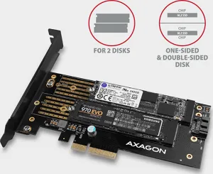 AXAGON PCEM2-D, PCIe x4 - M.2 NVMe M-key + SATA B-key slot adaptér, vrátane. LP