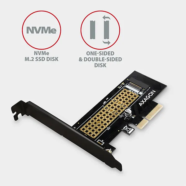 AXAGON PCEM2-N, PCIe x4 - M.2 NVMe M-key slot adaptér, vrátane. LP