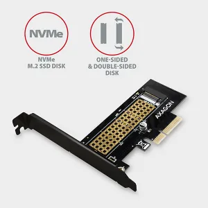 AXAGON PCEM2-N, PCIe x4 - M.2 NVMe M-key slot adaptér, vrátane. LP