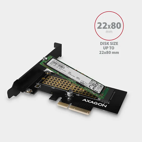 AXAGON PCEM2-N, PCIe x4 - M.2 NVMe M-key slot adaptér, vrátane. LP