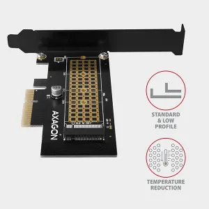 AXAGON PCEM2-N, PCIe x4 - M.2 NVMe M-key slot adaptér, vrátane. LP