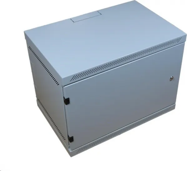 Lexi-NET 19" nástenná skriňa LEXI 9U, plné dvere, uzamykateľná, antivandal, hĺbka 400 mm, nosnosť 60 kg, sivá